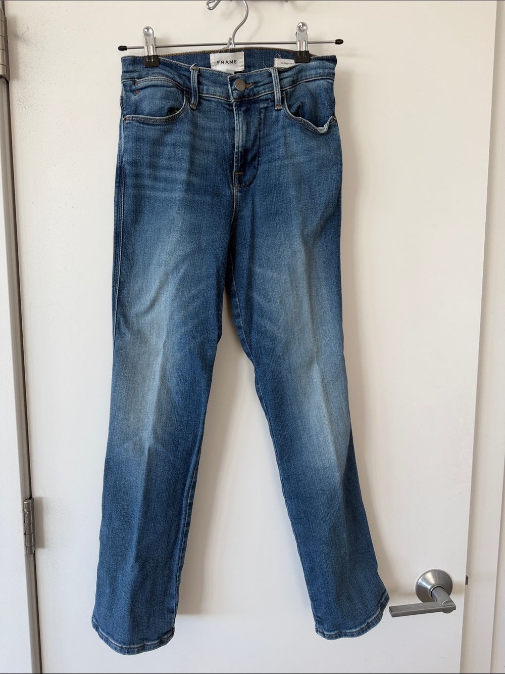 Frame Denim Mid-Blue Straight-Leg Jeans